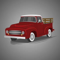 Old retro pickup truck vector illustration. Vintage transport vehicle © Shkuro