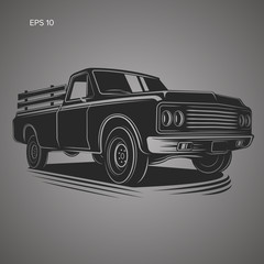 Vintage pickup truck vector illustration. Oldschool american car © Shkuro