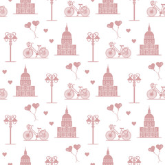 Fototapeta premium Paris. Seamless pattern. Symbols and landmarks.