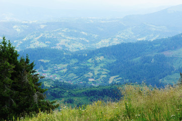 Obraz premium Carpathians, Ukraine. blue mountains landscape in the distance. photography mountain landscape