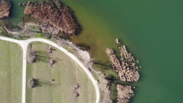 Aerial view of the Annone lake in Brianza - Italy
