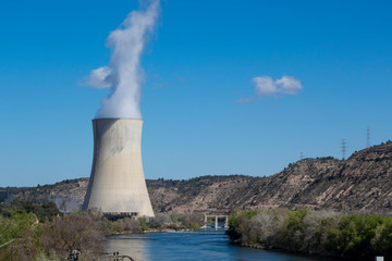 Steam chimney in a power nuclear plant