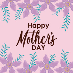 Fototapeta na wymiar happy mother day card with frame of flowers