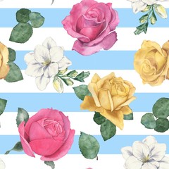 Seamless floral pattern 2. Watercolor illustration. Hand-drawing