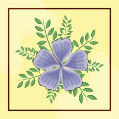 beautiful flowers with branches and leafs