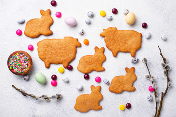Easter cookie in shape of bunny and sheep