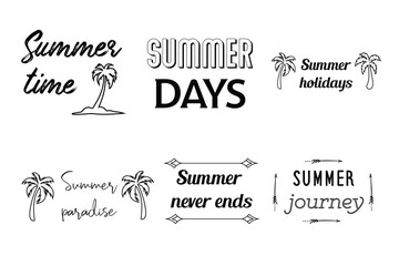 Summer holidays, Tropical beach travel Calligraphy sayings for print. Vector Quotes