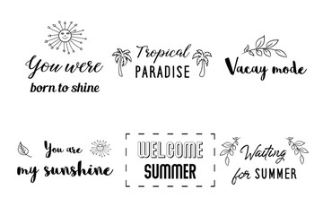 Summer holidays, Tropical beach travel Calligraphy sayings for print. Vector Quotes