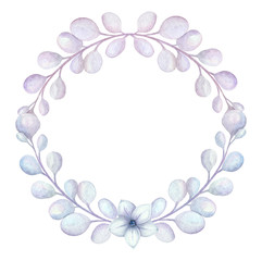 illustration with a watercolor decorative wreath in gentle tones