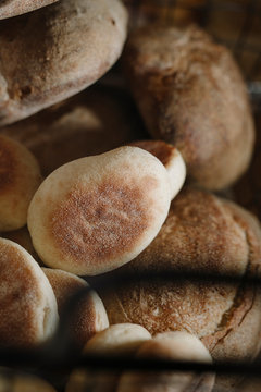 Warm Stack of Freshly Baked Flatbread Rolls