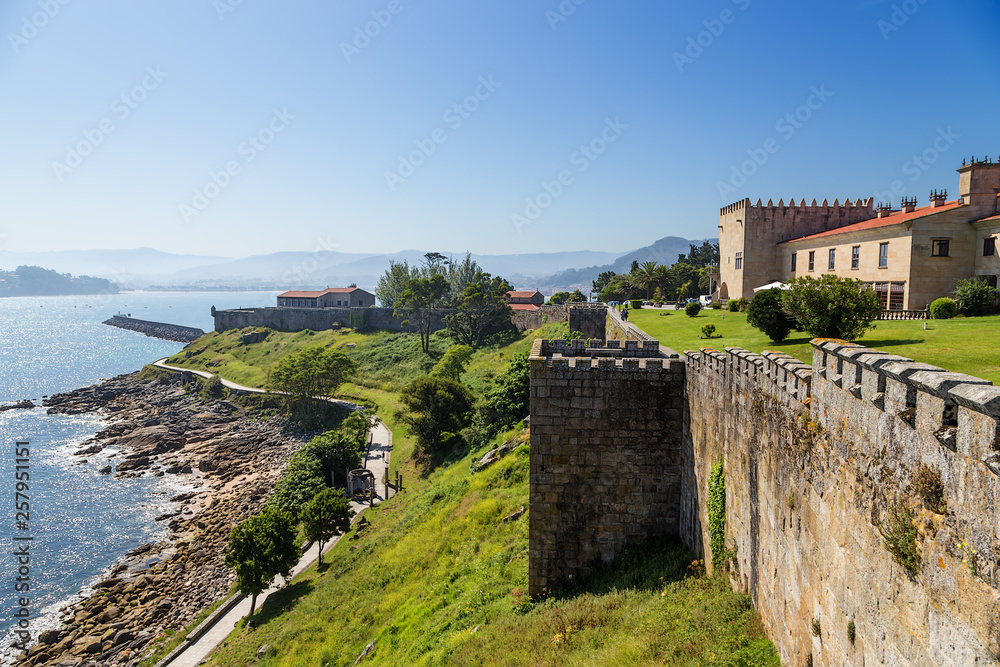 Wall mural baiona, spain. monterreal fortress on the ocean. the fortress is included in the list of the most pi