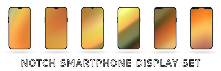 Different vector smartphone display notches set