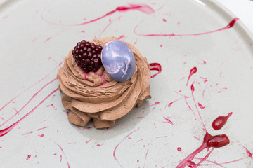 Obraz na płótnie Canvas presentation chocolate raspberry cream, food photography