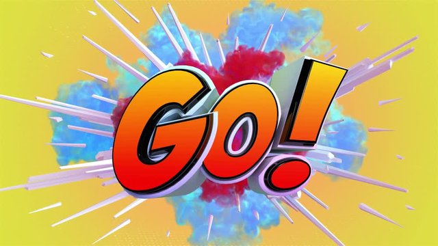 Amazing explosion animation with Go! text