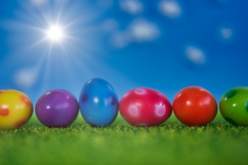 Easter background for greetings with own text against beautiful background with rays of sunshine