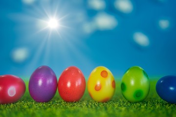 Easter background for greetings with own text against beautiful background with rays of sunshine