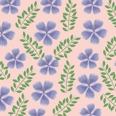 pattern of beautiful flowers with branches and leafs