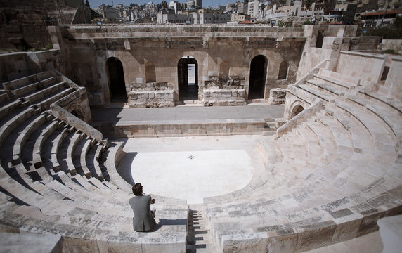Historic Roman Theatre of Amman with Solitary Figure