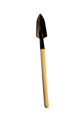 Shovel for garden work  with wooden handle isolated on white