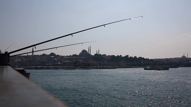 23 May 2016, İstanbul, Turkey. Sunset views of Istanbul from the bridge Galata.