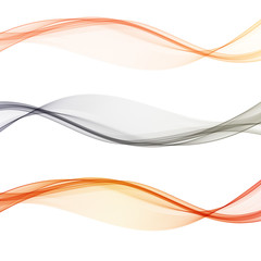  Set of colored waves on a white background