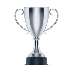 3d silver cup or trophy for second place, goblet