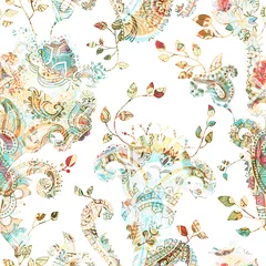 Gardinen Jacobean seamless pattern. Flowers background, ethnic style. Stylized climbing flowers. Decorative ornament backdrop for fabric, textile, wrapping paper, card, invitation, wallpaper, web design © sunny_lion
