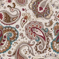 Foto op Plexiglas Paisley Jacobijnse naadloze patroon. Bloemenachtergrond, etnische stijl. Gestileerde klimbloemen. Decoratieve ornamentdecor voor stof, textiel, inpakpapier, kaart, uitnodiging, behang, webdesign