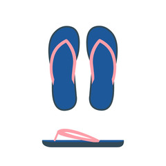 Flip flop top and side view. Women's beach shoes