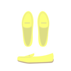 Yellow shoes top and side view. Women's casual shoes