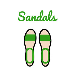 Open sandals top view. Women's casual shoes