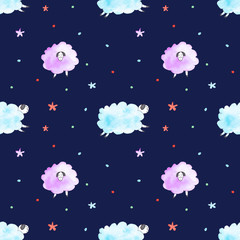 Sleeping sheep dark blue pattern