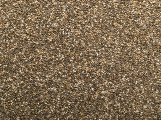 Background of Chia Seeds Close Up and Top View