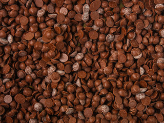 chocolate drops (sweets). food background. copy space. top