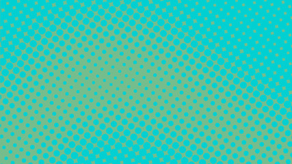 Bright blue and green retro pop art background with dots. Vector abstract background with halftone dots design.
