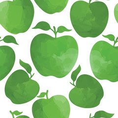 Bright green big and small apples seamless pattern. Fresh cute fruits background. Colorful backdrop, wrapping white isolated