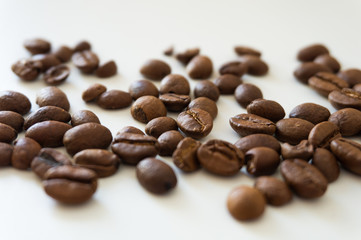 coffee beans on white table