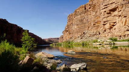 Fototapeta na wymiar The Colorado River at the end of the Marble Canyon Trail outside the Grand Canyon in Arizona