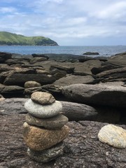 stack of stones on beach