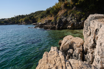 Fototapeta na wymiar seashore in Kassiopi on Corfu Islands (Greece, Ionian Islands)