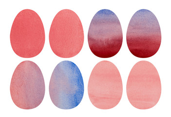 Set of Hand Drawn Watercolor Bird Eggs Isolated