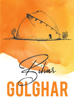 Patna Golghar Watercolors background of Bihar - Vector