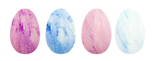 Set of Hand Drawn Watercolor Bird Eggs Isolated