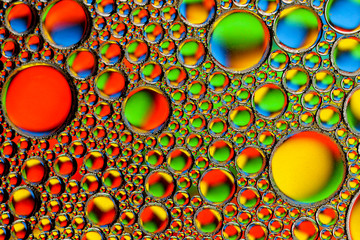 Abstract textured background of colorful oil and water bubbles