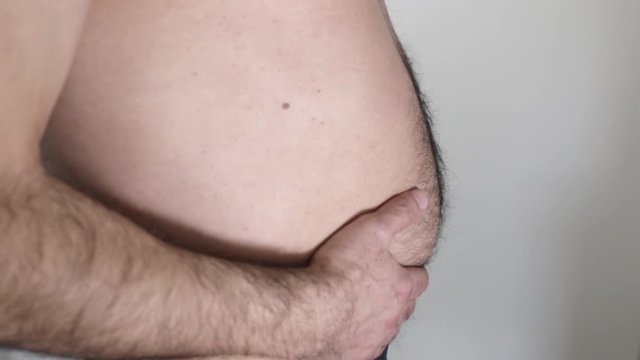 overweight man with big belly