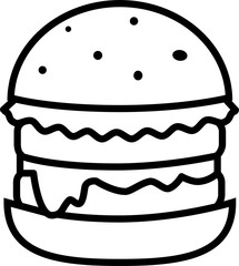 Icon of burger with salad with cheese and two chops