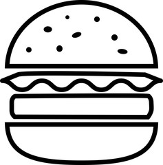 Icon split hamburger with cheese with lettuce and cutlet