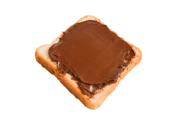 Сhocolate paste sandwich isolated on white background.