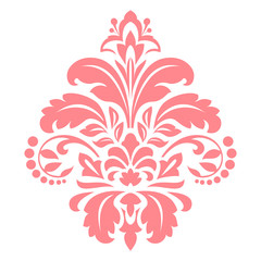 Damask graphic ornament. Floral design element. Pink vector pattern