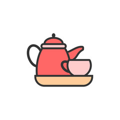 Kettle glass tea vector icon